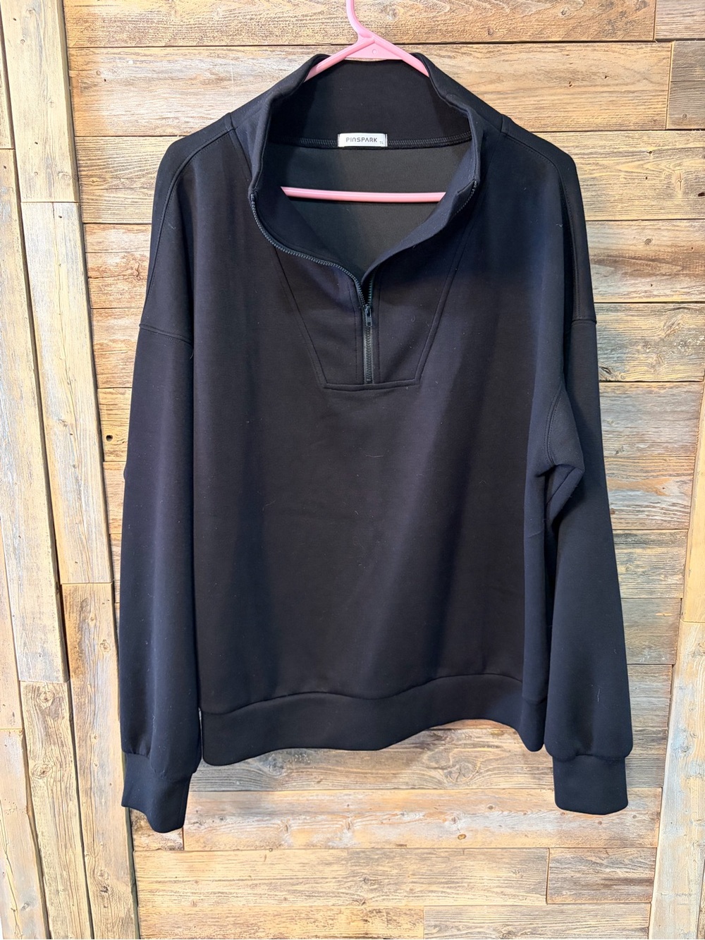 Pinspark Black Half-Zip Sweater* - size Tall Large